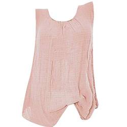 CGGMVCG Damen Tank Top Bluse Baggy ärmelloses Leinen Tee Weste Tank Tops Plus T-Shirt ärmellose Blusen für Damen, Pink, Groß von CGGMVCG