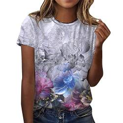 CGGMVCG Grafik-T-Shirts für Frauen, Vintage, Damen, Frühling, Sommer, Marmor, Bedruckt, kurzärmelig, Rundhalsausschnitt, T-Shirts für Damen, modisch (Z02 Lila, M) von CGGMVCG