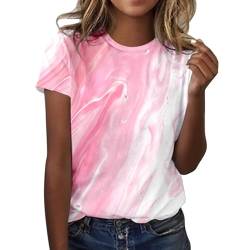 CGGMVCG Grafik-T-Shirts für Frauen Damen Täglicher Druck O Ausschnitt Tops Kurzarm Rundhals T-Shirt Übergroße T-Shirts für Frauen, Z01 Pink, S von CGGMVCG