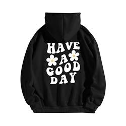 CGGMVCG Have A Good Day Hoodies für Frauen Lustige Briefdruck Grafik Sweatshirts Loose Fit Casual Langarm Pullover Tops, Schwarz, L von CGGMVCG