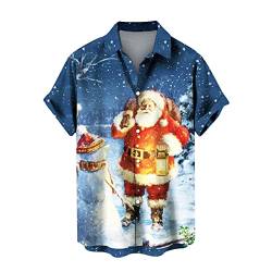 CGGMVCG Hawaiianische Weihnachtshemden für Männer Herren Grün Weihnachten Digitaldruck Tasche Weihnachten Hemden für Männer Button Down, S, 3XL von CGGMVCG