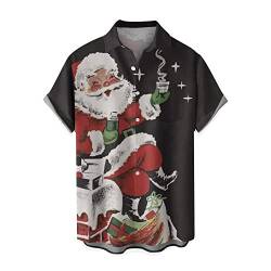 CGGMVCG Hawaiianische Weihnachtshemden für Männer Herren Grün Weihnachten Digitaldruck Tasche Weihnachten Hemden für Männer Button Down, U, XXL von CGGMVCG