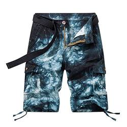 CGGMVCG Herren-Cargo-Shorts, Batikfärbung, mehrere Taschen, kurze Hose, lässige Herren-Sommershorts, ohne Gürtel, Marineblau, 52 DE von CGGMVCG