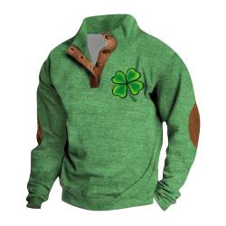 CGGMVCG Herren-Sweatshirt St. Patricks Day, bedruckt, Knopf, Stehkragen, St. Patricks Day, Shirts für Herren, grün, L von CGGMVCG