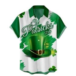 CGGMVCG St. Patricks Day Hemd für Herren, Button-Down-Shirt, kurzärmelig, lässig, Button-Down, Saint Patricks Day Shirt für Herren, weiß, 3XL von CGGMVCG