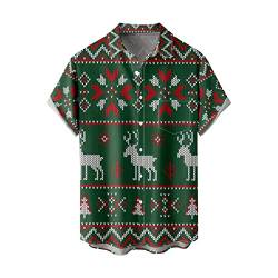 CGGMVCG Weihnachten Hawaii-Hemden für Männer Weihnachten Weihnachtsmann 3D Digitaldruck Knopf Herren Weihnachten Button Down Hemd, Grün , Mittel von CGGMVCG