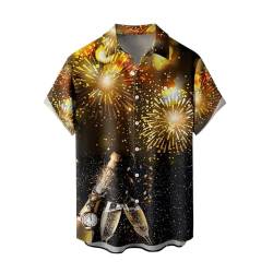 CGGMVCG Weihnachten Hawaii-Hemden für Männer Weihnachten Weihnachtsmann 3D Digitaldruck Knopf Herren Weihnachten Button Down Hemd, Z02 a, XXL von CGGMVCG