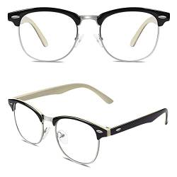 CGID 50er Jahre Retro Nerd Brille Halbrahmen Hornbrille Stil Rockabilly Streberbrille,Schwarz Gelb von CGID