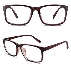 CGID CN12 Brille Extra Schmaler Rahmen! Slim Rechteck Nerd Clear Brille, A Braun, von CGID