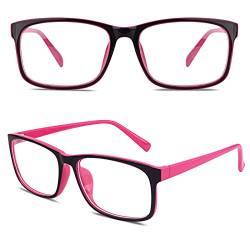 CGID CN12 Brille Extra Schmaler Rahmen! Slim Rechteck Nerd Clear Brille, A Schwarz Rosa, von CGID