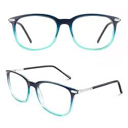 CGID CN79 Klassische Nerdbrille ellipse 40er 50er Jahre Pantobrille Vintage Look clear lens, Blau, 52 von CGID