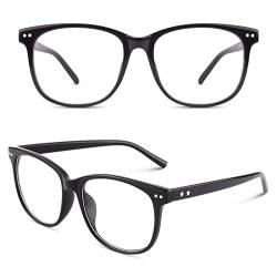 CGID CN81 Damen Herren Styler klassische Nerdbrille Streberbrille Pantobrille 80er Jahre Klarglas Fashion Oversized Nerd Geek Style, Glossy Schwarz, 55 von CGID