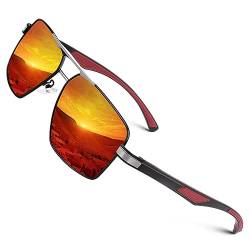 CGID Premium Al-Mg-Legierung Quadratisch Polarisierte Pilotenbrille, UV401 Flexible Federscharniere Sonnenbrille Herren Damen von CGID