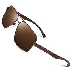 CGID Premium Al-Mg-Legierung Quadratisch Polarisierte Pilotenbrille, UV401 Flexible Federscharniere Sonnenbrille Herren Damen von CGID