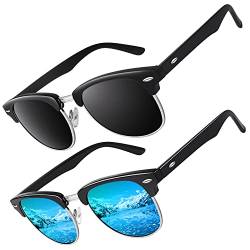 CGID Retro Sonnenbrille Herren Damen Polarisiert Halbrahmen UV400 Schutz von CGID