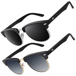 CGID Retro Sonnenbrille Herren Damen Polarisiert Halbrahmen UV400 Schutz von CGID