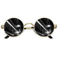 CGID Retro Sonnenbrille Herren Damen Rund Lennon Hippie Polarisiert UV400 Schutz Metallrahmen,E01 von CGID