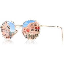 CGID Retro Vintage Sonnenbrille, inspiriert von John Lennon, polarisiert mit rundem Metallrahmen, für Frauen und Männer E01, A Gold Rosa, L von CGID