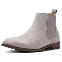 CGRRBW Herren Chelsea Boots Wildleder Freizeitstiefel für Männer, 01-grau, 42 EU von CGRRBW