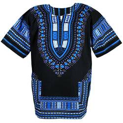 Chainupon Afrikanisches Dashiki Baumwollhemd Unisex Tribal Festival Boho Hippie Kaftan, Schwarz / Dunkelblau, 3XL/4XL von CHAINUPON