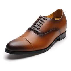 CHAMARIPA Herren Aufzug Schuhe aus Kalbsleder Oxford Schnürschuhe, Brown02, Gr.- 40 EU von CHAMARIPA