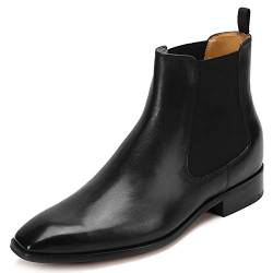 CHAMARIPA Herrenschuhe Die Größer Machen - Schuhe Mit Erhöhung - Schwarz Leder Chelsea Stiefel 7 CM Größer, 42 EU von CHAMARIPA