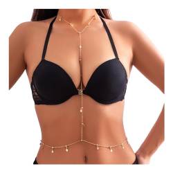 Boho Body Chain Halskette Gold Bh Kette Strand Bikini Kette Draht Harness Körper Zubehör Sommer Hüftkette Bauch Birne Körperschmuck Für Frauen Und Mädchen von ＣＨＡＭＥＥＮ