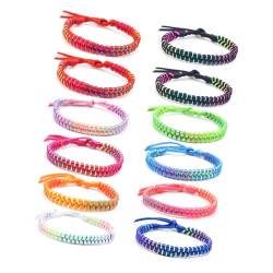 ＣＨＡＭＥＥＮ 12 Stück Freundschaft Armbänder Handgefertigt Gewebte Freundschaftsarmband Armband für Frauen Mädchen Kinder Geflochten Wickelarmband von ＣＨＡＭＥＥＮ