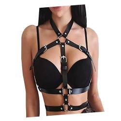 Punk Leder Harness BH Body Chain Sexy Taillenketten Nightclub Prom Body Chains Mode Belly Body Belts für Frauen Schwarz von ＣＨＡＭＥＥＮ