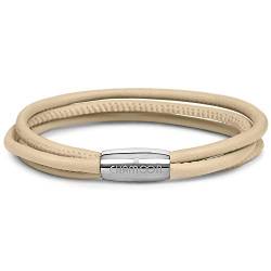 CHAMOON® Lederarmband Damen Beige - Armband Damen Leder Wickelarmband Damen Personalisiertes Armband Leder Damen, Charm Armband Frauen M 19,00 cm von CHAMOON