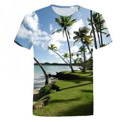 CHANYI Herren 3D Druck T-Shirt Schöne natürliche Landschafts-Grafik-T-Shirts, Sommer, lässige 3D-Mode-Herren-T-Shirts mit Landschaftsmuster-Druck-T-Shirt-Oberteilen von CHANYI