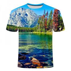 CHANYI Herren 3D Druck T-Shirt Schöne natürliche Landschafts-Grafik-T-Shirts, Sommer, lässige 3D-Mode-Herren-T-Shirts mit Landschaftsmuster-Druck-T-Shirt-Oberteilen von CHANYI