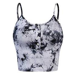 CHAOEN Damen Crop Tops Camouflage Shirt Bauchfrei Camisole Oberteile Sommer O-Ausschnitt Elegant Spaghetti Top Kurze Ärmelloses Strandmode Trägershirt von CHAOEN