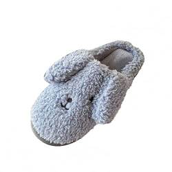 CHAOEN Fleece Hausschuhe Damen 3D Heimschuhe Filzpantoffel Hasen Ohren Lammwolle Slipper rutschfeste Sohle Pantoffeln für Innen und Außen von CHAOEN