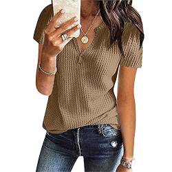 CHAOEN T-Shirt Damen Kurzarm Oberteile Sommer Übergröße Mode Elegant Basic Shirt Tshirts Hemd Bluse Tunika Tops von CHAOEN