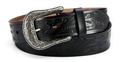 Westerngürtel für Damen, CR 3,8 cm Leder-Cowgirl-Gürtel für Jeans Hose, Cowboy-Country-Gürtel für Frauen mit großer Vintage-Schnalle, Schwarz, 29-31 (Fit Pants 2-4) von CHAOREN CR