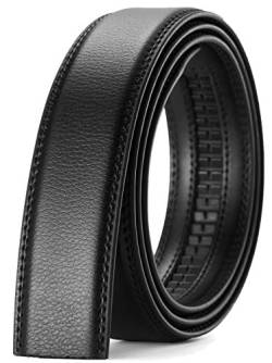 CHAOREN Herren Gürtel Ohne Schnalle, Ratsche Automatik Gürtel für Männer 35mm Breit Ledergürtel (Litschi-muster Schwarz, 115cm/32-38 taille verstellbar) von CHAOREN