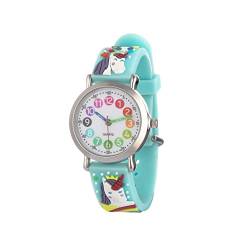 CHAOTECHY Kinder Armbanduhr für Mädchen und Jungen,gut lesbar, um ganz leicht zu Lernen, die Uhr zu lesen (Einhorn) von CHAOTECHY