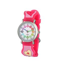 CHAOTECHY Kinder Armbanduhr für Mädchen und Jungen,gut lesbar, um ganz leicht zu Lernen, die Uhr zu lesen (Herz) von CHAOTECHY
