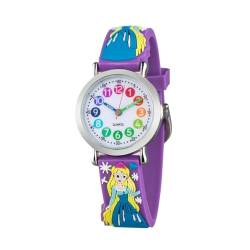 CHAOTECHY Kinder Armbanduhr für Mädchen und Jungen,gut lesbar, um ganz leicht zu Lernen, die Uhr zu lesen (Prinzessin 02) von CHAOTECHY