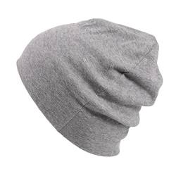 CHARM Bio-Baumwolle Beanie Mütze - Herren Hergestellt In Japan Strick Slouch Hellgrau von CHARM