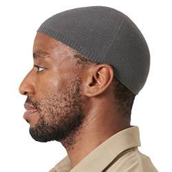 CHARM Bio-Baumwolle Schädel Mütze Kufi Islam Gebets Hut Schädelmütze Mütze Herren Kopfbedeckungen Dunkelgrau M von CHARM