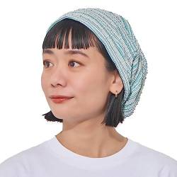 CHARM Bio Baumwolle Slouch Beanie Gemacht In Japan Groß Weich Sommer Hut Kühlung Beanie Für Männer & Frauen Krebs Chemo Mode Blau Line von CHARM