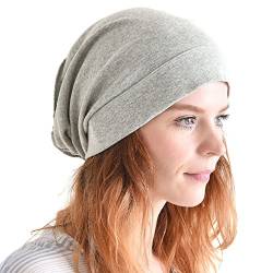 CHARM Bio Baumwolle Slouch Beanie Slouchd Baggy Hut Für Männer & Frauen Hipster Mode Kopfbedeckungen Hellgrau von CHARM