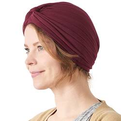 CHARM Damen Baumwolle Fashion Turban - Chemo Haarausfall Kappe Kopftuch Festival Boho Sommer Beanie Burgund von CHARM