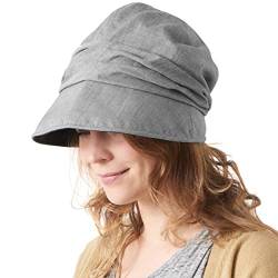 CHARM Damen Bio-Baumwolle Sommer Sonnenhut - Chemo Weite Krempe Visior Cap UV Schutz Grau von CHARM