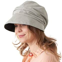 CHARM Damen Bio-Baumwolle Sommer Sonnenhut - Chemo Weite Krempe Visior Cap UV Schutz Hellgrau von CHARM