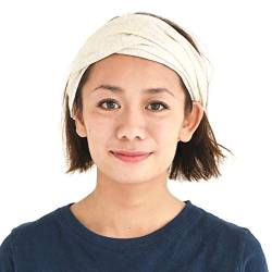 CHARM Damen Breites Haarband Bandana - Bio Baumwolle Stirnband Herren Kopftuch Sommer Hair Band Aus Japan Creme M von CHARM
