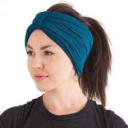 CHARM Frauen Chunky Turban Stirnband - Kopftuch Winter Head Wrap Chemo Hut Naturhaar Blau Grün von CHARM