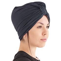 CHARM Frauen Chunky Turban Stirnband - Kopftuch Winter Head Wrap Chemo Hut Naturhaar Dunkelgrau von CHARM